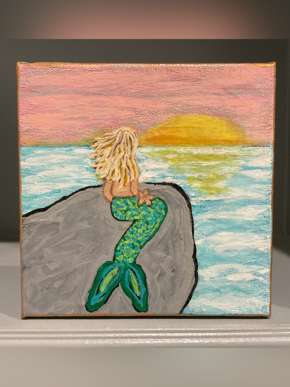 HOLD FOR ROBIN🔴Mermaid Sunset Canvas Art 🔴ORIGINAL ART🔴